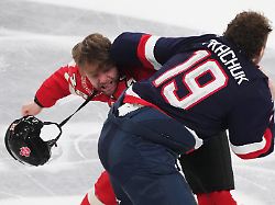 february 15 2025 montreal pq canada p canada s brandon hagel left and united states matthew tkachuk 19 fight during first period 4 nations face off hockey action in montreal on saturday feb 15 2025