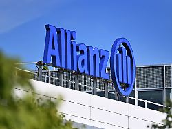 firmenlogo der allianz am sitz in unterfoehring allianz logo schriftzug allianz se