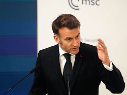 french president emmanuel macron addresses the audience during a session at the munich security conference in munich germany friday feb 13 2026 1