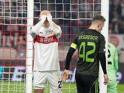 frust bei badredine bouanani stuttgart 27 nach einer vergebenen torchance ger stuttgart vs celtic fc glasgow fussball uefa europa league herren play offs rueckspiel spielzeit 2025 2026 26 02
