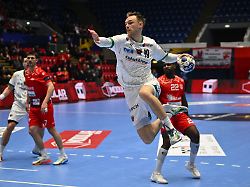 gidsel mathias of fuchse berlin plays during the ehf champions league men 2025 26 group phase game between dinamo bucharest and fuchse berlin in bucharest romania on february 19 2026