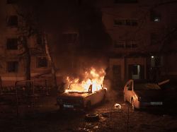 kramatorsk donetsk region february 8 a vehicle burns in the aftermath of russian destruction caused by two kab bombs in the city of kramatorsk donetsk region ukraine on february 8 2026