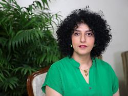 narges mohammadi sits in her apartment in tehran on january 16 2025 she received the 2023 nobel peace prize for advocating women s rights and freedom and is currently on leave from prison