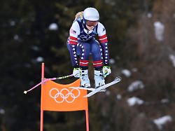 olympia olympische winterspiele mailand cortina 2026 ski alpin abfahrt training lindsey vonn usa ist auf der strecke unterwegs