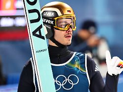 olympia olympische winterspiele mailand cortina 2026 ski nordisch skispringen team mixed durchgang 1 philipp raimund deutschland reagiert nach seinem sprung