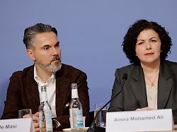 parteivorsitzenden fabio de masi amira mohamed ali deutschland berlin pressekonferenz buendnis sahra wagenknecht einreichung der wahlpruefungsbeschwerde