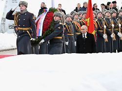 russian president vladimir putin center at the ceremony