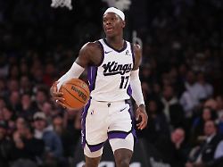sacramento kings dennis schroeder 17 looks to pass during the second half of an nba basketball game against the new york knicks tuesday jan 27 2026 in new york