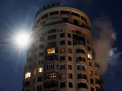 smoke billows from an apartment building after it was struck by a drone during russian missile and drone attacks in kyiv ukraine february 3 2026