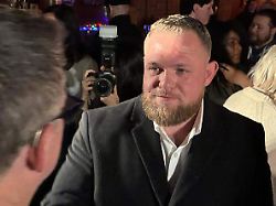 taylor rehmet greets a supporter at his senate district 9 runoff watch party at nickel city in fort worth texas on saturday jan 31 2026 eleanor dearman fort worth star telegram tns abacapress