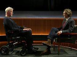 this image released by netflix shows actor eric dane left and brad falchuk in an episode of famous last words