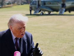 u s president donald trump speaks to the media as he departs from the white house ahead of his trip to corpus christi texas in washington d c u s february 27 2026 1