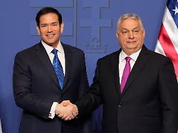 u s secretary of state marco rubio left and hungary s prime minister viktor orban shake hands after a news conference in budapest hungary monday feb 16 2026