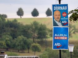 wahlplakat der partei afd und ihres kandidaten joerg dornau zur landtagswahl 2024 in sachsen mit der losung alles fuer sachsen 02 08 2024 zschirla ger wahlplakate der partei afd