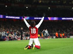 17 03 2026 grossbritannien london fussball maenner champions league fc arsenal bayer leverkusen k o runde achtelfinale rueckspiele arsenals eberechi eze jubelt nach seinem fuehrungstreffer 1