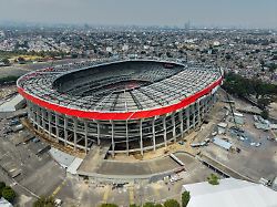 21 03 2026 mexiko mexiko stadt luftaufnahme der renovierungsarbeiten im banorte stadion azteca stadion aztekenstadion eine woche vor seiner wiedereroeffnung fuer die fifa fussball weltmeisterschaft 2026