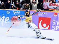 260314 emma aicher of germany celebrates competes in the women s giant slalom during the fis alpine skiing world cup on march 14 2026 in are