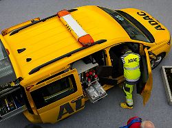 adac stand at international motor show iaa mobility 2025 on sept 12 2025 at exhibition grounds open space koenigsplatz odeonsplatz in munich bavaria germany