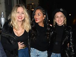 american former pussycat dolls pop star ashley roberts kimberly wyatt and nicole scherzinger are spotted leaving london s arts club following a reunion of the band