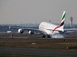 an emirates plane with german tourists evacuated from the middle east arrives from dubai amid the u s israeli conflict with iran at the airport in frankfurt germany march 3 2026