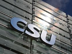 csu logo an der csu landesleitung in muenchen schriftzug csu logo on the csu state headquarters in munich lettering