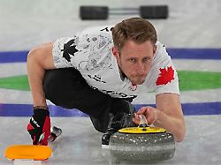 canada s marc kennedy competes during a men s curling gold medal match between britain and canada at the 2026 winter olympics in cortina d ampezzo italy saturday feb 21 2026