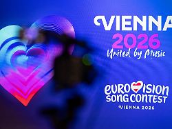 das logo von vienna 2026 united by music bei der videopremiere des schweizer esc songs von veronica fusaro fuer den 70 eurovision song contest am mittwoch 11 maerz 2026 in zuerich