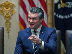 defense secretary pete hegseth speaks during a cabinet meeting at the white house thursday march 26 2026 in washington