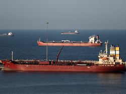 file photo luojiashan tanker sits anchored in muscat as iran vows to close the strait of hormuz amid the u s israeli conflict with iran in muscat oman march 7 2026