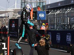 formula one f1 chinese grand prix shanghai international circuit shanghai china march 13 2026 mercedes george russell celebrates taking pole position for the sprint race reuters maxim shemetov