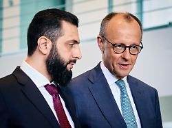 friedrich merz cdu bundeskanzler trifft den praesidenten der arabischen republik syrien ahmed al sharaa in berlin 30 03 2026