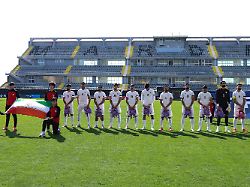 friendly soccer match iran vs nigeria iran players pose with kid s backpacks as they listen the national anthem before the iran vs nigeria friendly soccer match in antalya turkey 27 march 2026 1