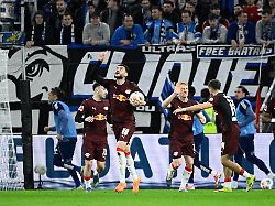 fussball bundesliga hamburger sv rb leipzig 24 spieltag volksparkstadion romulo rb leipzig jubelt nach seinem tor zum 1 1