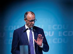german chancellor friedrich merz speaks during the final election campaign event of baden wuerttemberg s christian democratic union cdu top candidate manuel hagel in ravensburg germany march 6 2026 1