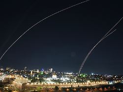 israeli air defense system fires to intercept missiles launched from iran toward israel over jerusalem sunday march 1 2026