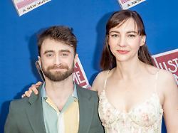 just in time broadway opening night in nyc usa 23 apr 2025 l r daniel radcliffe and erin darke attend just in time broadway opening night at circle in the square theatre in new york city