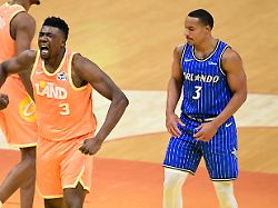 mar 24 2026 cleveland ohio usa cleveland cavaliers center thomas bryant 3 reacts after a dunk during the first half against the orlando magic at rocket arena