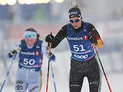 ski nordisch weltmeisterschaft langlauf damen sprint klassisch stehend qualifikation ellen westerlund l aus schweden und kathrin marchand aus deutschland in aktion