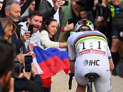 slovenian tadej pogacar of uae team emirates xrg pictured in action during the men elite strade bianche one day cycling race 203km from and to siena italy on saturday 07 march 2026