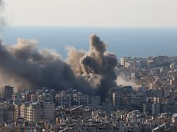 smoke and dust rise after an israeli strike on beirut s southern suburbs following an escalation between hezbollah and israel amid the u s israeli conflict with iran lebanon march 2 2026