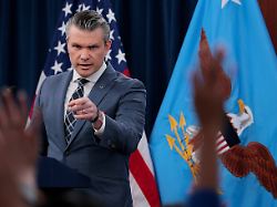 u s secretary of defense pete hegseth holds a briefing with chairman of the joint chiefs of staff general dan caine amid the u s israeli war on iran at the pentagon in washington d c u s march 19 2026