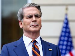 u s treasury secretary scott bessent looks on as he speaks to the media after two days of meetings with a chinese delegation in paris france march 16 2026