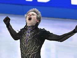 world figure skating championships men free skating in prague czech republic on march 28 2026 ilia malinin from usa