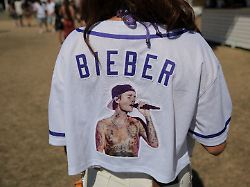 a person wears a justin bieber shirt during the coachella valley music and arts festival in indio california u s april 11 2026