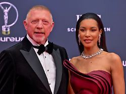 april 20 2026 madrid madrid spain boris becker and lilian de carvalho monteiro poses at the laureus world sports awards madrid 2026 at galeraa aa a de cristal on april 20 2026 in madrid spain