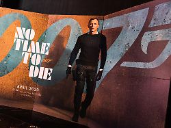 bangkok thailand dec 20 2019 james bond 007 no time to die movies advertising on backdrop poster standee in cinema theatre