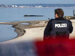 ein wal ist an der ostseekueste vor niendorf gestrandet die polizei hat das gelaende abgesperrt um das tier nicht zu beunruhigen die rettung laeuft in den kommenden stunden