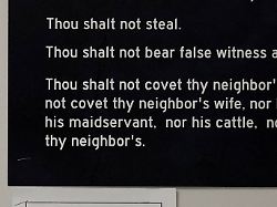 file a ten commandments poster and explanation of the state s new law are displayed in a classroom at lehman high school in kyle texas thursday oct 16 2025