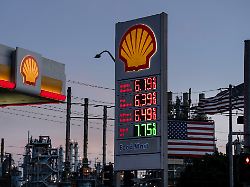 gas prices are displayed at a shell gas station in front of the marathon petroleum refinery in carson calif wednesday april 1 2026 ap photo jae c