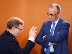 german chancellor friedrich merz speaks to foreign minister johann wadephul ahead of a cabinet meeting at the chancellery in berlin germany april 1 2026